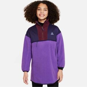 NWT Nike ACG Polartec Fleece Kids Large Wolf Tree Tunic 1/4 Zip Purple FD2872599